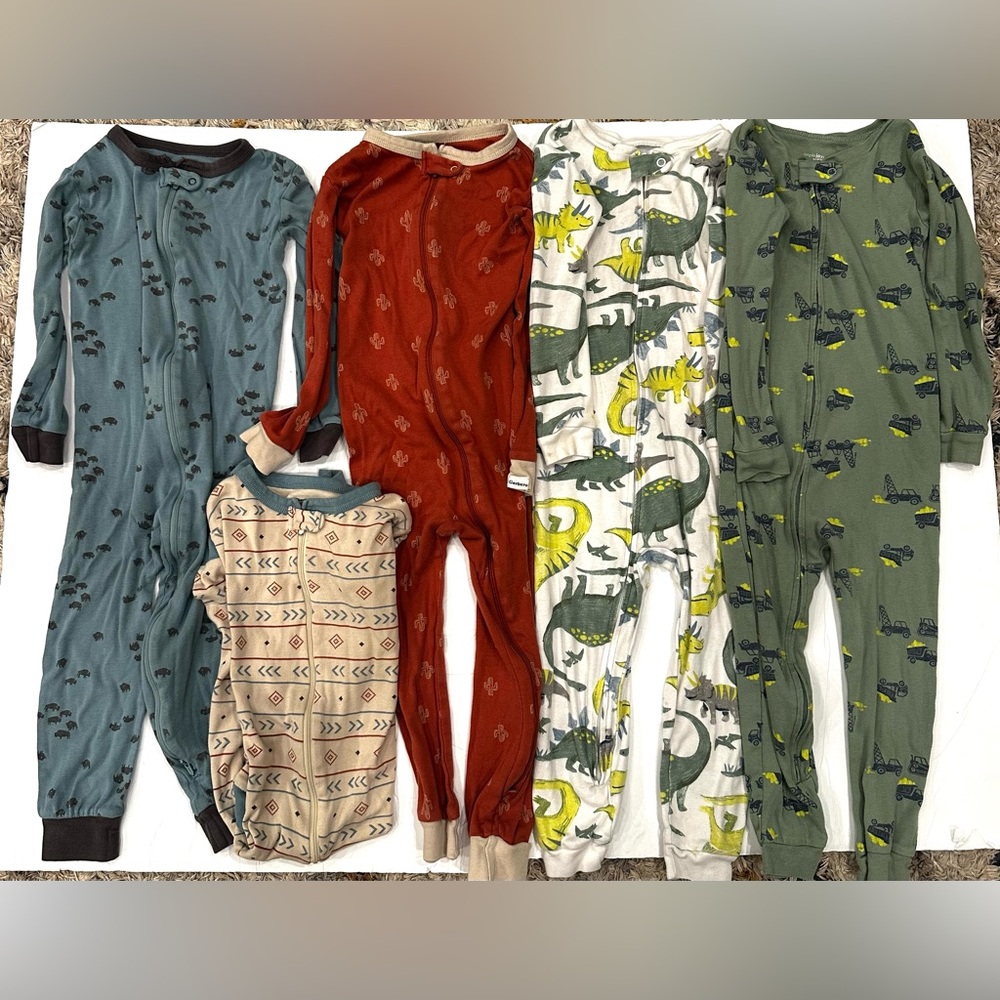 Gerber Lot Of 5 Full Zip Up One Pieces Size 4T